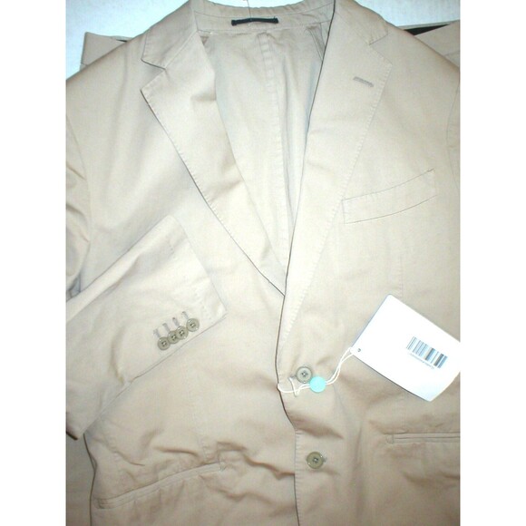 New Mens 42 RG NWT Designer Piombo Suit Beige Tan Italy 54 Cotton 36 35 Tall - Picture 9 of 16